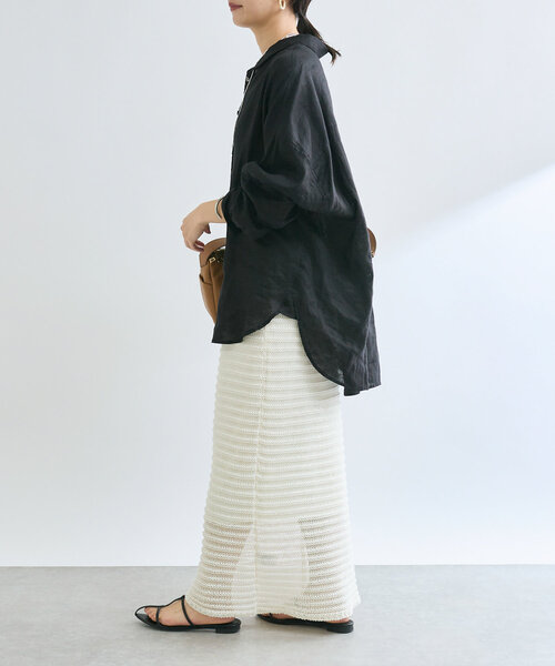 RIVE DROITE（リヴドロワ）の「【抜け感◎】セパレートニットスカート（スカート・レディース・ブラック/オフホワイト・FREE）」の5枚目の写真