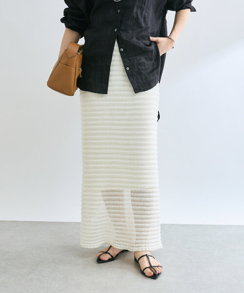 RIVE DROITE（リヴドロワ）の「【抜け感◎】セパレートニットスカート（スカート・レディース・ブラック/オフホワイト・FREE）」の7枚目の写真