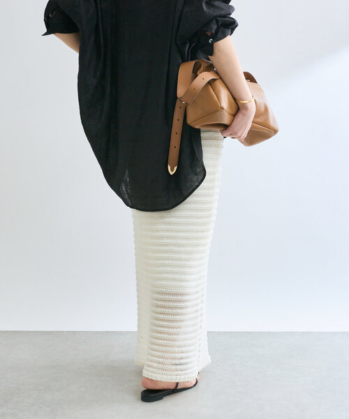 RIVE DROITE（リヴドロワ）の「【抜け感◎】セパレートニットスカート（スカート・レディース・ブラック/オフホワイト・FREE）」の9枚目の写真