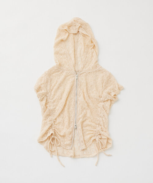 smyeon レース付きコンパクトジップフーディー Smyeon（スミョン）の「Compact lace zip hoodie / レース付き