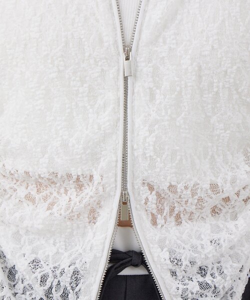 mline（エムライン）の「[mline]フード付きレースZIPフーディー（パーカー・レディース・アイボリー/ブラック/オフホワイト/ピンク・FREE）」の5枚目の写真