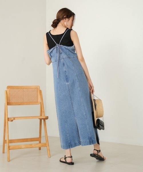 セール】【低身長向けサイズあり】デニムキャミワンピース