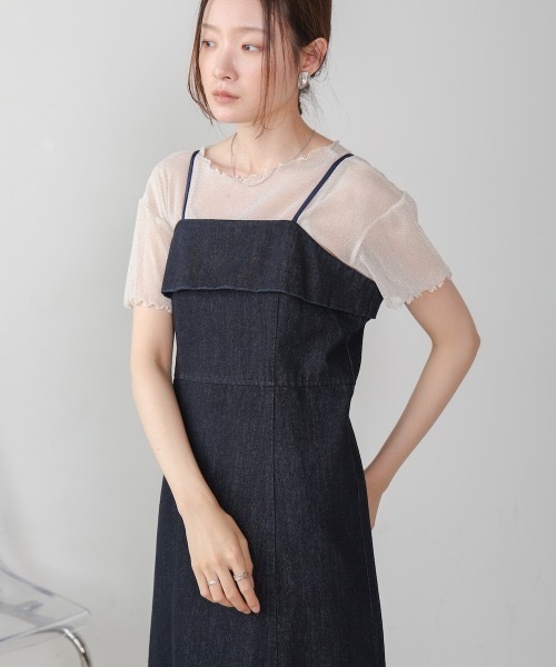 Bab(バブ)の「【低身長向けサイズあり】デニムキャミワンピース(ワンピース・レディース・インディゴブルー/オフホワイト/ライトブルー・SMALL/MEDIUM)」の5枚目の写真