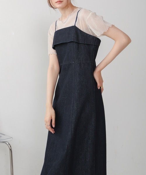 Bab(バブ)の「【低身長向けサイズあり】デニムキャミワンピース(ワンピース・レディース・インディゴブルー/オフホワイト/ライトブルー・SMALL/MEDIUM)」の9枚目の写真
