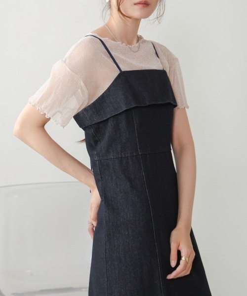 Bab(バブ)の「【低身長向けサイズあり】デニムキャミワンピース(ワンピース・レディース・インディゴブルー/オフホワイト/ライトブルー・SMALL/MEDIUM)」の10枚目の写真