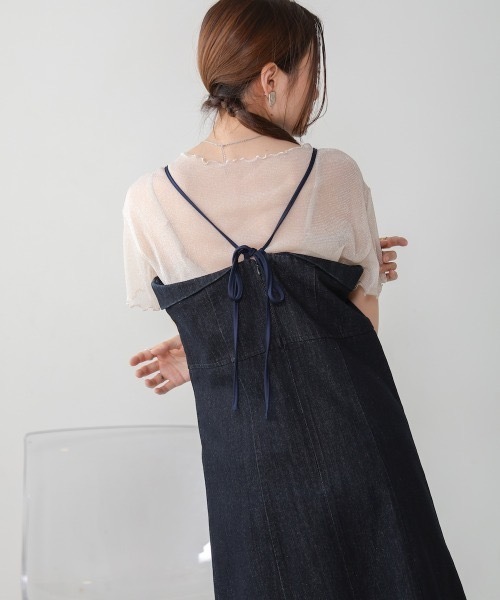 Bab(バブ)の「【低身長向けサイズあり】デニムキャミワンピース(ワンピース・レディース・インディゴブルー/オフホワイト/ライトブルー・SMALL/MEDIUM)」の12枚目の写真