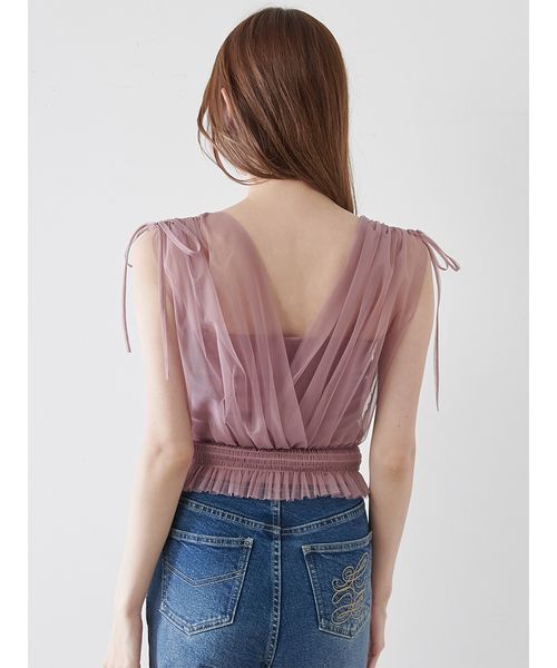 SNIDEL チュールレイヤードカシュクールカットプルオーバー チュールレイヤードカシュクールカットプルオーバー（カットソー