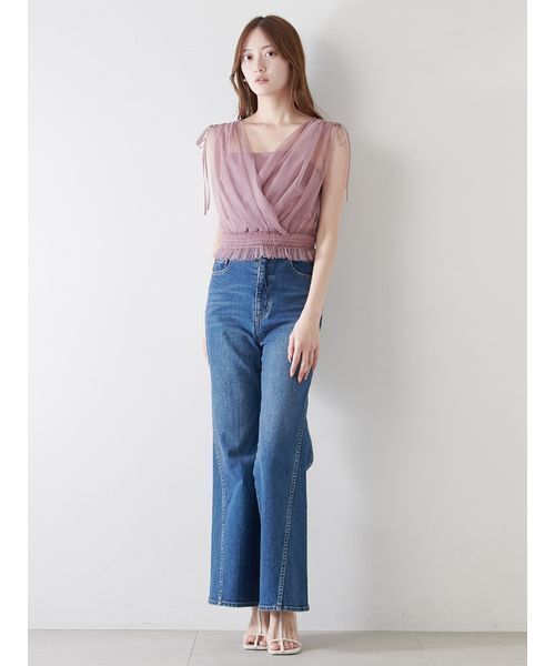 SNIDEL チュールレイヤードカシュクールカットプルオーバー チュールレイヤードカシュクールカットプルオーバー(Tシャツ