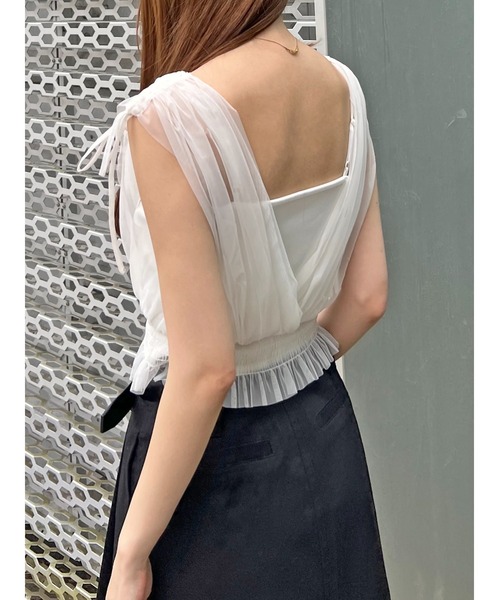 チュールレイヤードカシュクールカットプルオーバー（Tシャツ
