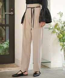 Bab（バブ）の「【オケージョンドレス/結婚式/2サイズ展開/SET ITEM/インナー付き/裏地付き】ベルト付きハイウエストスラックス（スラックス）」