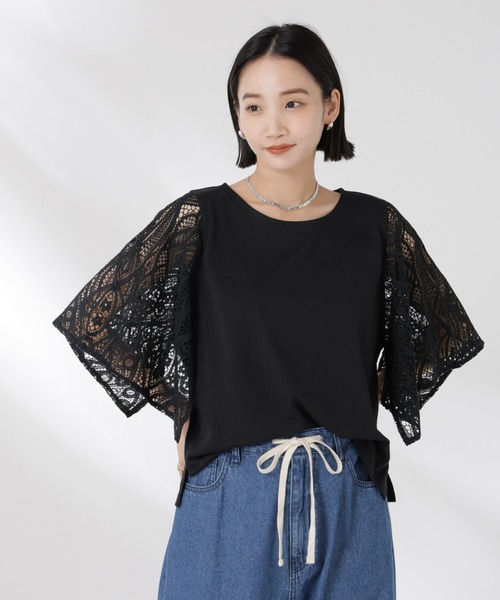 【新品】nano universe 薄手 カットソー トレーナー ブラック S セール】Anti Soaked(R) 汗染み防止 クルーネック ビッグ