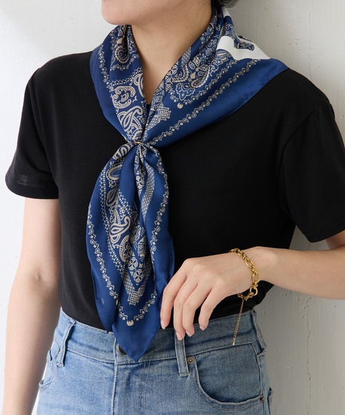 COLLAGE GALLARDAGALANTE（コラージュガリャルダガランテ）の「Q.anos/ペイズリー柄スカーフ（バンダナ/スカーフ・レディース・ブルー・FREE）」の7枚目の写真