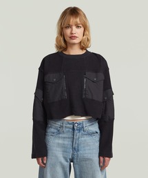 G-STAR | MULTI POCKET MIX LOOSE CROPPED SWEATER/異素材ミックスマルチポケットクロップドオーバーサイズスウェット(スウェット)