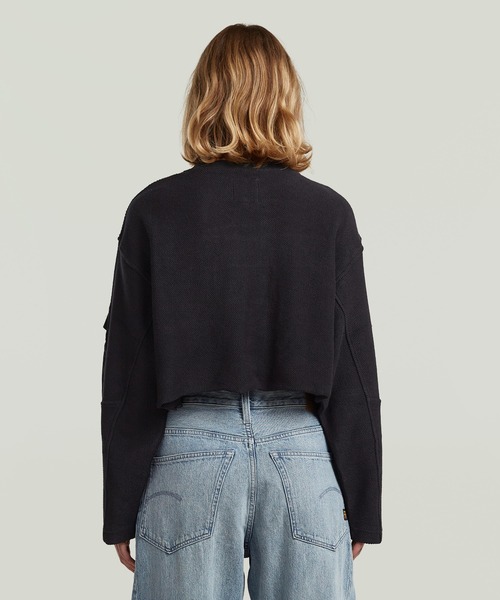 G-STAR（ジースター）の「MULTI POCKET MIX LOOSE CROPPED SWEATER/異素材ミックスマルチポケットクロップドオーバーサイズスウェット（スウェット・レディース・ベージュ系その他/ダークブラック・SMALL/MEDIUM/X-SMALL）」の14枚目の写真