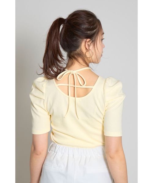 &. NOSTALGIA(アンドドットノスタルジア)の「ホルターネックボリュームスリーブカットソー(Tシャツ/カットソー・レディース・イエロー/グレー・M)」の15枚目の写真
