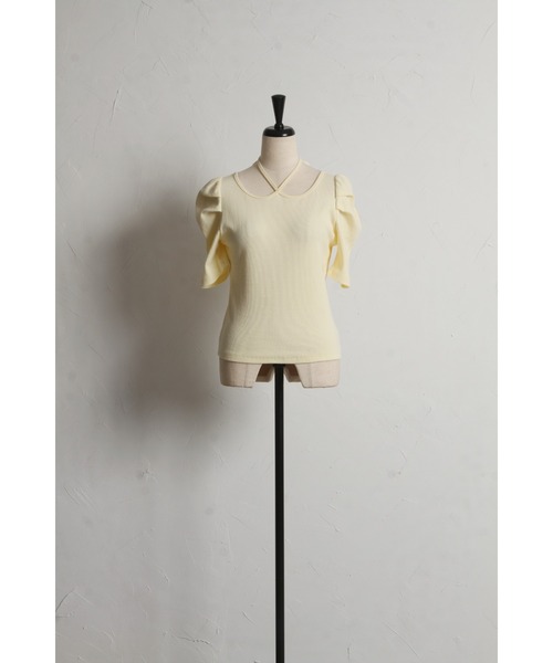 &. NOSTALGIA(アンドドットノスタルジア)の「ホルターネックボリュームスリーブカットソー(Tシャツ/カットソー・レディース・イエロー/グレー・M)」の17枚目の写真