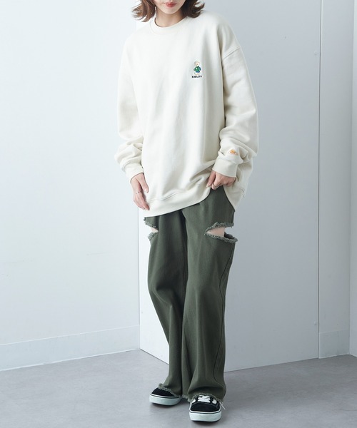 KELTY（ケルティ）の「【KELTY】≪限定別注≫ Bear刺繍 裏起毛 ビッグシルエットスウェット ベアー くま 熊（スウェット・レディース・ブラック/グレー/ホワイト・M/S/XS/L）」の6枚目の写真