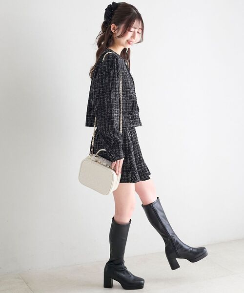 MAJESTIC LEGON(マジェスティックレゴン)の「ハートキルティングスクエアバッグ(ショルダーバッグ・レディース・アイボリー/ブラック/ピンク・FREE)」の5枚目の写真