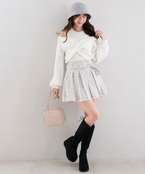 MAJESTIC LEGON(マジェスティックレゴン)の「ハートキルティングスクエアバッグ(ショルダーバッグ・レディース・アイボリー/ブラック/ピンク・FREE)」の13枚目の写真