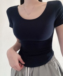 ラウンドヘム ショート丈 半袖Tシャツ