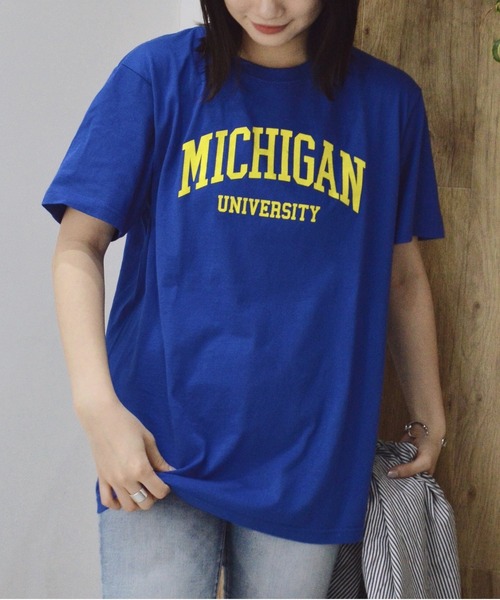 spiritoso(スピリトーゾ)の「【spiritoso】MICHIGAN カレッジTシャツ(Tシャツ/カットソー・レディース・ホワイト系その他2/ブラック系その他/杢グレー/ブラック系その他2/ライトブルー/ネイビー/ロイヤルブルー/ホワイト系その他/グリーン/ピンク/ピンク系その他2・SMALL/MEDIUM/LARGE/X-LARGE)」の9枚目の写真