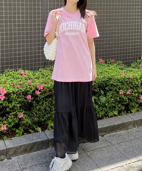 spiritoso(スピリトーゾ)の「【spiritoso】MICHIGAN カレッジTシャツ(Tシャツ/カットソー・レディース・ホワイト系その他2/ブラック系その他/杢グレー/ブラック系その他2/ライトブルー/ネイビー/ロイヤルブルー/ホワイト系その他/グリーン/ピンク/ピンク系その他2・SMALL/MEDIUM/LARGE/X-LARGE)」の16枚目の写真