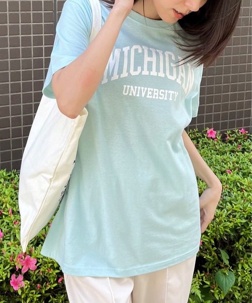 spiritoso(スピリトーゾ)の「【spiritoso】MICHIGAN カレッジTシャツ(Tシャツ/カットソー・レディース・ホワイト系その他2/ブラック系その他/杢グレー/ブラック系その他2/ライトブルー/ネイビー/ロイヤルブルー/ホワイト系その他/グリーン/ピンク/ピンク系その他2・SMALL/MEDIUM/LARGE/X-LARGE)」の17枚目の写真