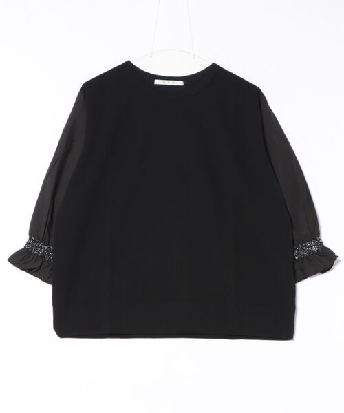 H.A.K(ハク)の「ロゴ刺繍ドライタッチインレー+ナイロンコットンペーパーローンカットソー(Tシャツ/カットソー・レディース・ブラック/ホワイト・FREE)」の2枚目の写真