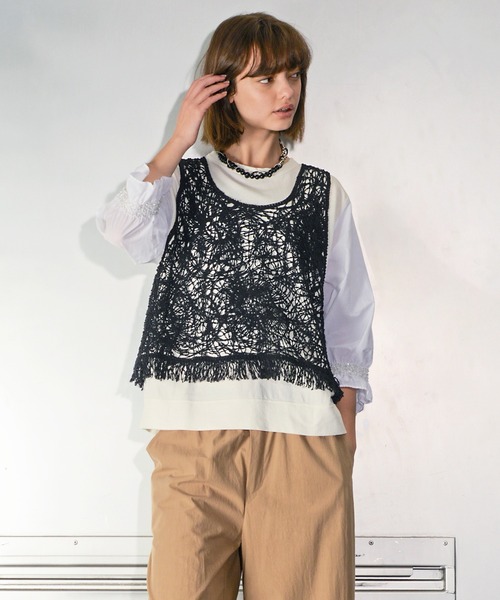 H.A.K(ハク)の「ロゴ刺繍ドライタッチインレー+ナイロンコットンペーパーローンカットソー(Tシャツ/カットソー・レディース・ブラック/ホワイト・FREE)」の4枚目の写真