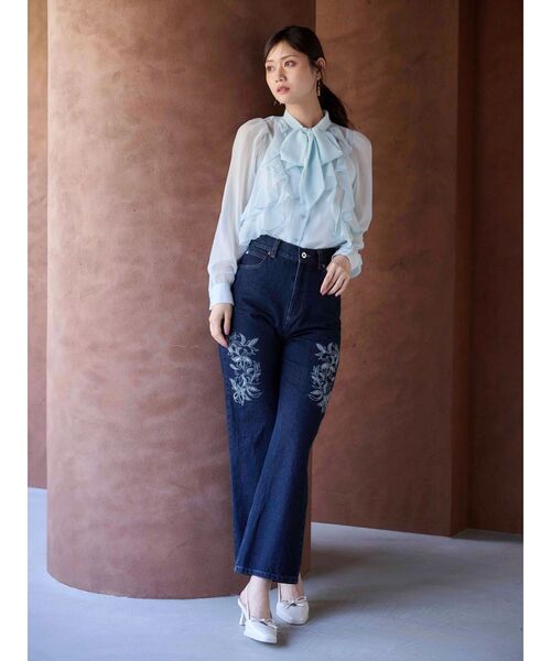 MERCURYDUO（マーキュリーデュオ）の「シフォンラッフルフリルボウタイブラウス（シャツ/ブラウス・レディース・オフホワイト/グレー/ベビーピンク/ライトブルー・FREE）」の13枚目の写真