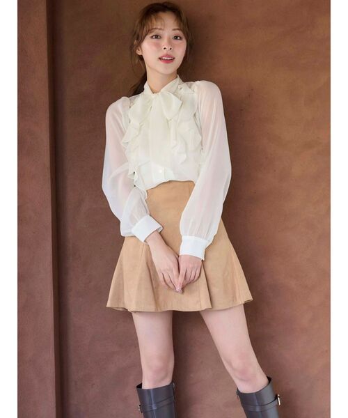 MERCURYDUO（マーキュリーデュオ）の「シフォンラッフルフリルボウタイブラウス（シャツ/ブラウス・レディース・オフホワイト/グレー/ベビーピンク/ライトブルー・FREE）」の15枚目の写真