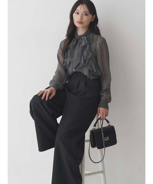 MERCURYDUO（マーキュリーデュオ）の「シフォンラッフルフリルボウタイブラウス（シャツ/ブラウス・レディース・オフホワイト/グレー/ベビーピンク/ライトブルー・FREE）」の22枚目の写真