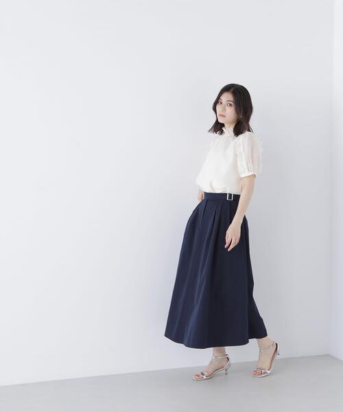 NATURAL BEAUTY BASIC(ナチュラルビューティーベーシック)の「◇シャーリングネックフリルブラウス(シャツ/ブラウス・レディース・イエロー/ブラック/オフホワイト・MEDIUM/SMALL)」の22枚目の写真