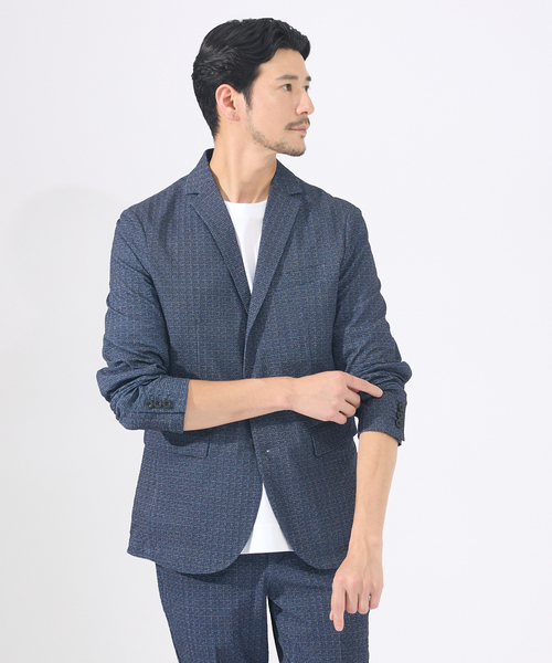 ABAHOUSE GRAY（アバハウスグレイ）の「【上下2点セット / 軽量 / ハイパーストレッチ】ワッシャー プリント ジャケット / サマージャケット セットアップ / スーツ（セットアップ・メンズ・ネイビー/ブラック系その他/チャコールグレー・46/48/44/50）」の4枚目の写真