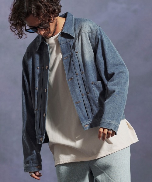 Jih Nunc(ジーヌンク)の「mj10897-10ozデニムショートジャケット(デニムジャケット・メンズ・インディゴブルー/ブラック/ブルー・L/M/S)」の10枚目の写真
