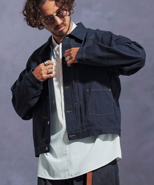 Jih Nunc(ジーヌンク)の「mj10897-10ozデニムショートジャケット(デニムジャケット・メンズ・インディゴブルー/ブラック/ブルー・L/M/S)」の15枚目の写真