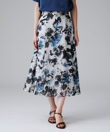 花柄」に該当するスカート（ブルー・ネイビー/青色系