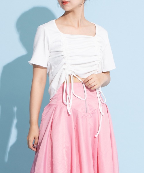 PUNYUS（プニュズ）の「ドロストトップス（Tシャツ/カットソー・レディース・ブラック/ホワイト・1/2/3/4）」の2枚目の写真