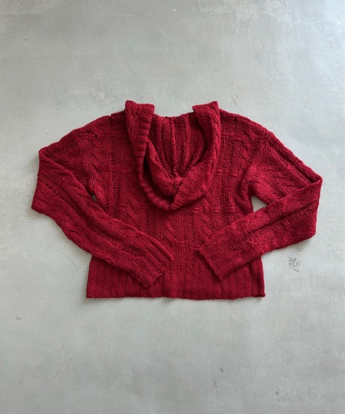 FACCIES 赤 レースアップ ニットセーター FACCIES 赤 レースアップ