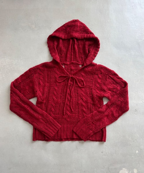 FACCIES 赤 レースアップ ニットセーター FACCIES 赤 レースアップ ニットセーター FACCIES 赤 レース