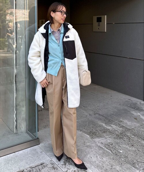 TAION（タイオン）の「◇【WEB限定】【TAION/タイオン】別注ボア×ダウンフードコート(リバーシブル)（ダウンジャケット/コート・レディース・ブラック/ホワイト系その他4/ネイビー・M/S）」の17枚目の写真