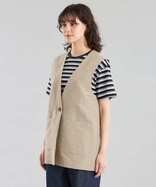 MACKINTOSH PHILOSOPHY(マッキントッシュ フィロソフィー)の「GREY LABEL リネンナイロンジレ(ベスト・レディース・ベージュ/ブラック・2)」の7枚目の写真