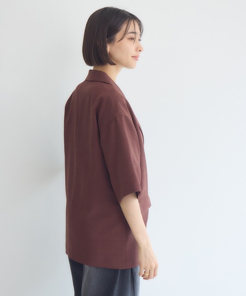 KATHARINE ROSS（キャサリンロス）の「【KATHARINE ROSS】【UV/接触冷感】メランジスラブ5分袖ジャケット（テーラードジャケット・レディース・ブラウン/ブラック・MEDIUM）」の20枚目の写真