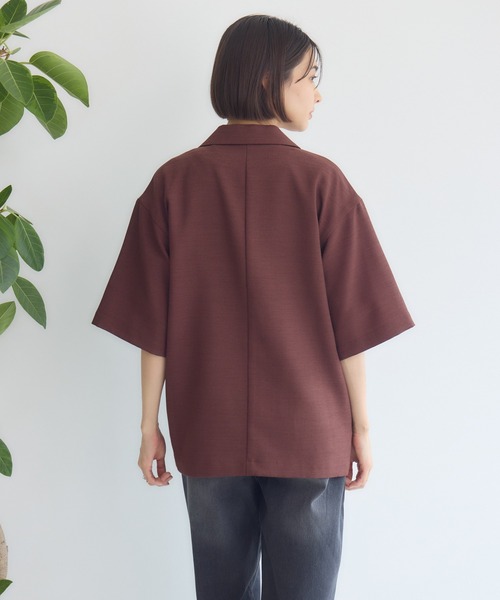 KATHARINE ROSS（キャサリンロス）の「【KATHARINE ROSS】【UV/接触冷感】メランジスラブ5分袖ジャケット（テーラードジャケット・レディース・ブラウン/ブラック・MEDIUM）」の21枚目の写真