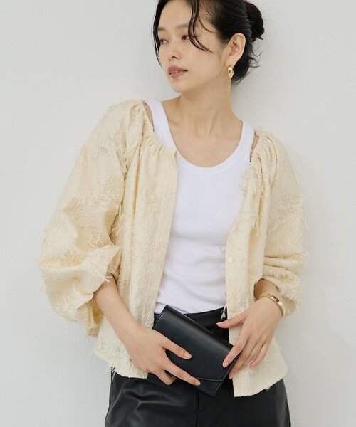 ジャガード2WAYブラウス アニュアンス anuans チュールジャガード2WAY