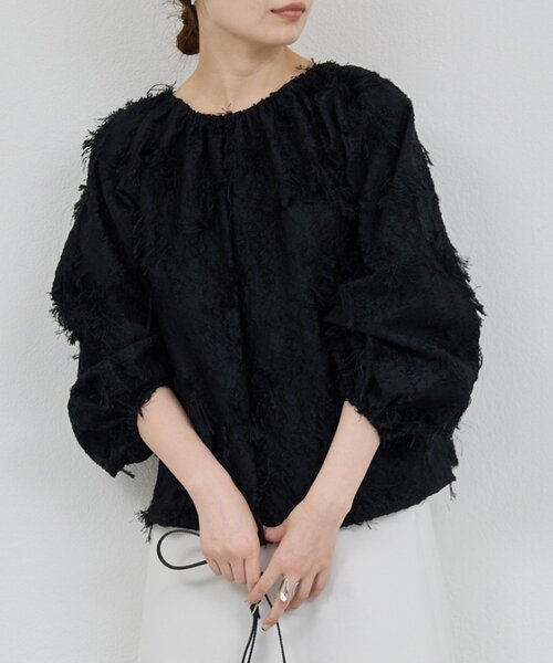 ジャガード2WAYブラウス アニュアンス anuans チュールジャガード2WAY