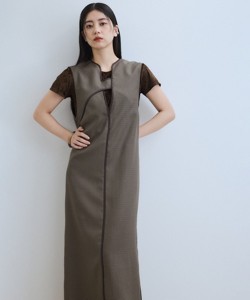 アダムエロペ 2WAYツイードジャンパースカート チャコールグレー アダムエロペ 2WAYツイードジャンパースカート チャコールグレー