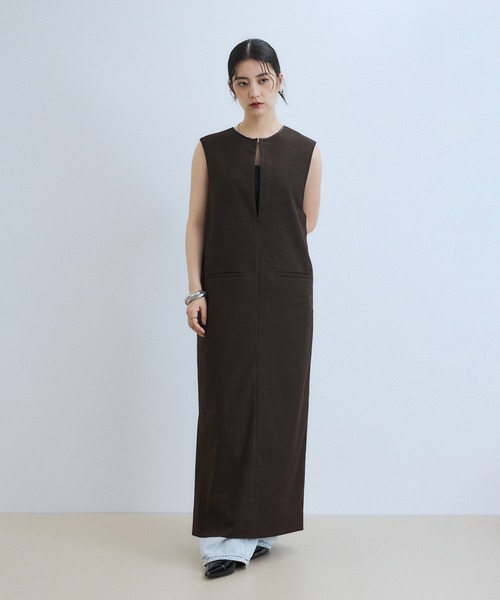 ADAM ET ROPE'（アダムエロペ）の「【WEB限定】2WAY MIXツイードジャンパースカート（ワンピース・レディース・ブラック系その他/ベージュ系その他/ダークブラウン・38/36）」の14枚目の写真