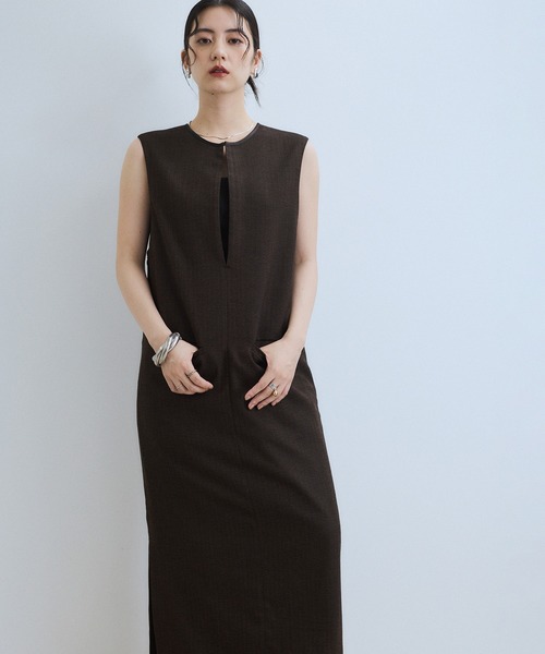 ADAM ET ROPE'（アダムエロペ）の「【WEB限定】2WAY MIXツイードジャンパースカート（ワンピース・レディース・ブラック系その他/ベージュ系その他/ダークブラウン・38/36）」の22枚目の写真