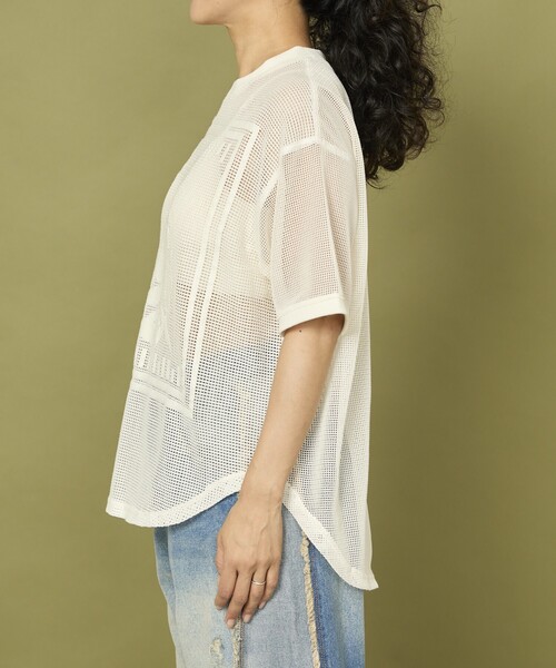 Freada（フリーダ）の「Freada/フリーダ メッシュ フラワー Tシャツ（Tシャツ/カットソー・レディース・オレンジ/ブラック/オフホワイト・ﾌﾘ-）」の14枚目の写真